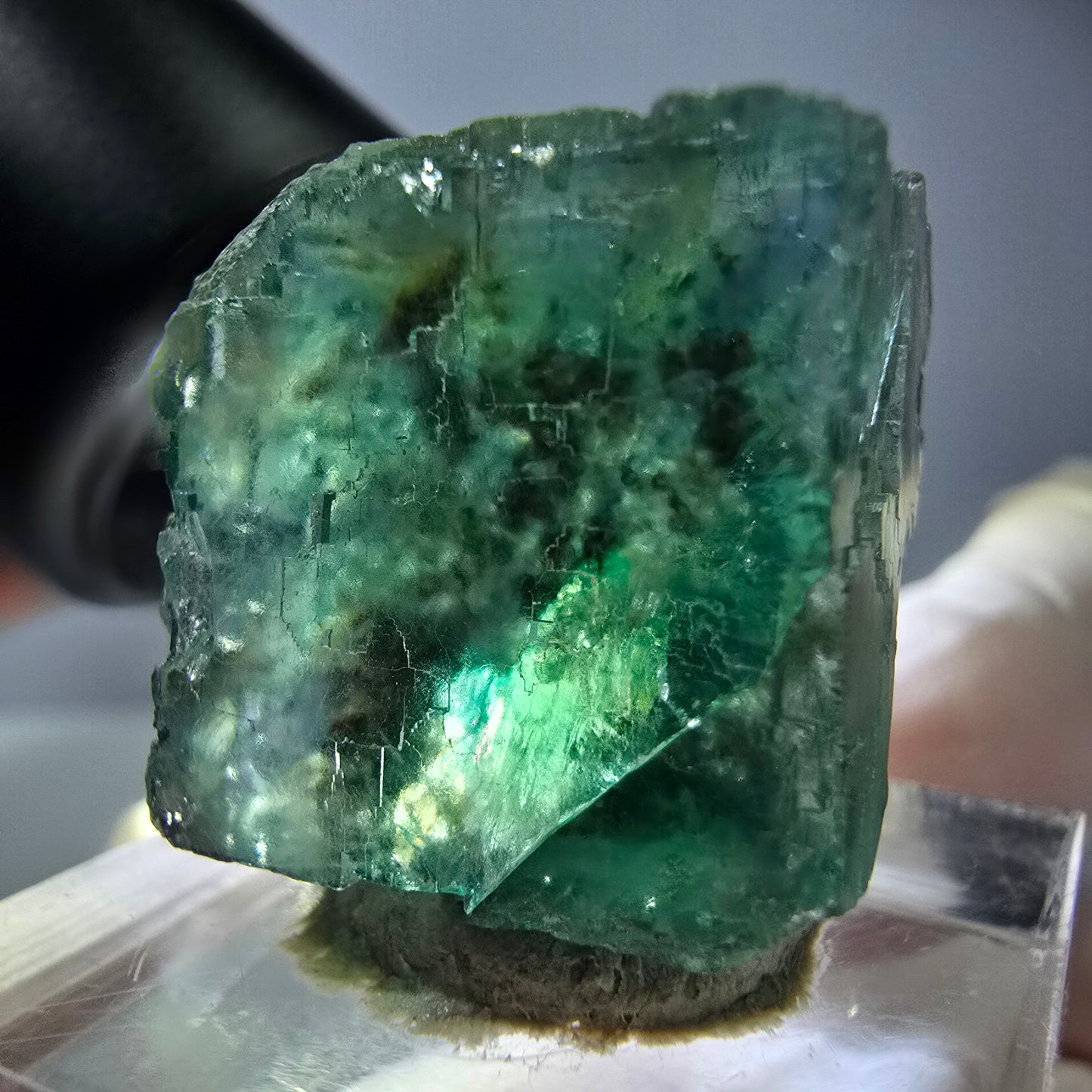 Klarer Phantom Fluorit Würfel parkettiert, grün Okorusu, Namibia 21*20*16mm