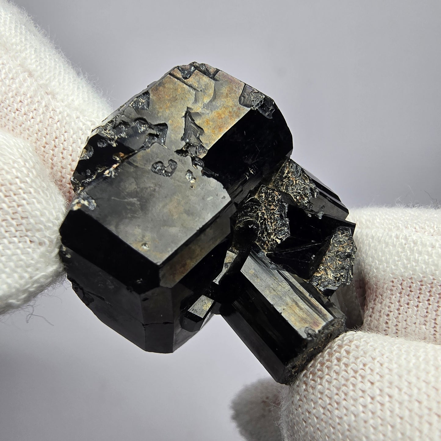 Symmetrische Schörl Turmalin Stufe schwarz glänzend Erongo, Namibia 29*25*15mm