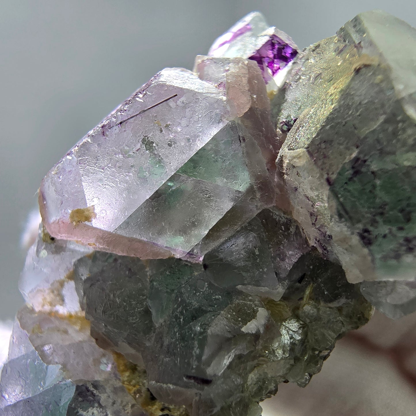 Phantom Fluorit, Hyalit, Muskovit Stufe Erongo, Namibia 56*34*25mm Sammlung