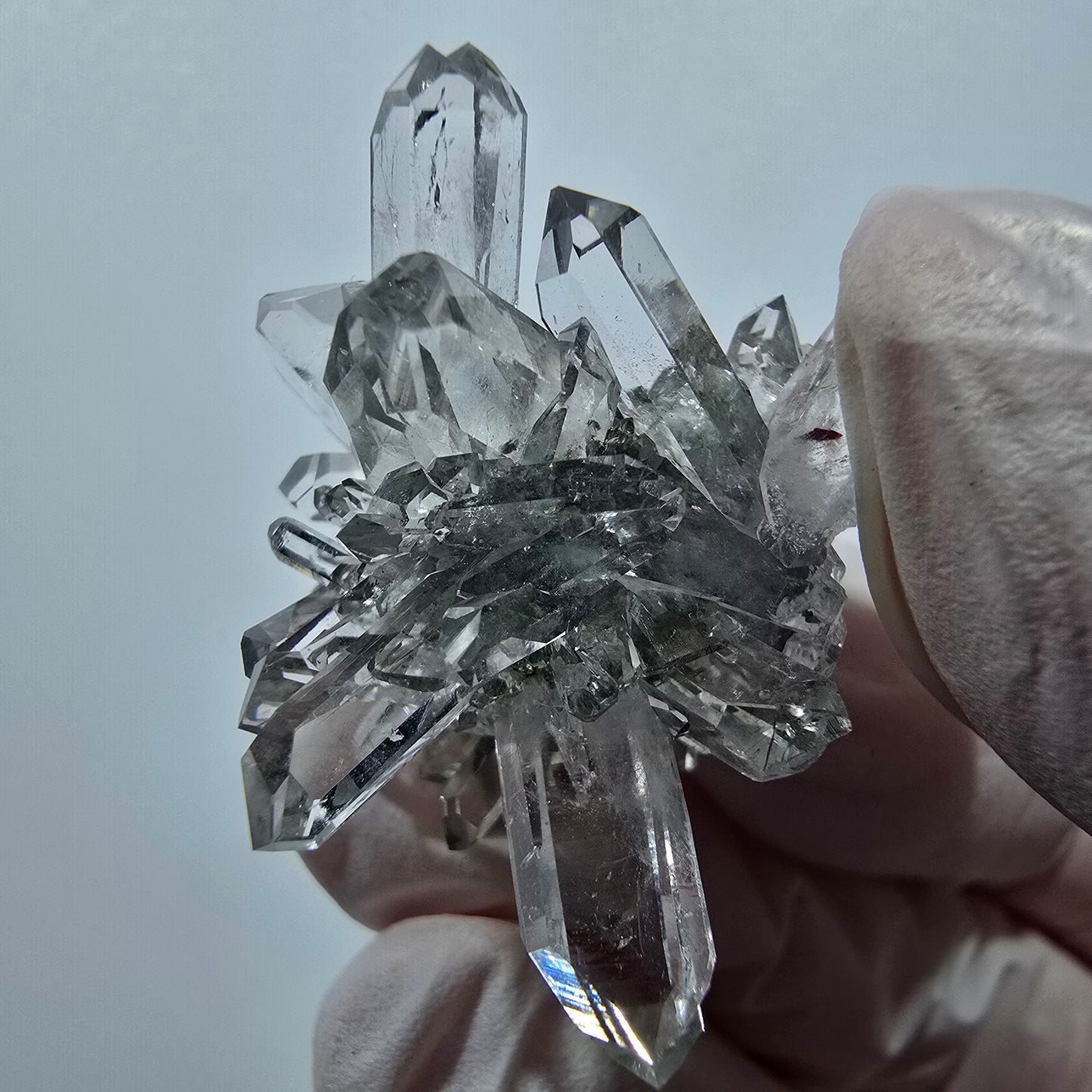 Quartz Starburst, spécimen de chlorite, mine Streep, Goboboseb, Namibie, 32 x 25 x 20 mm