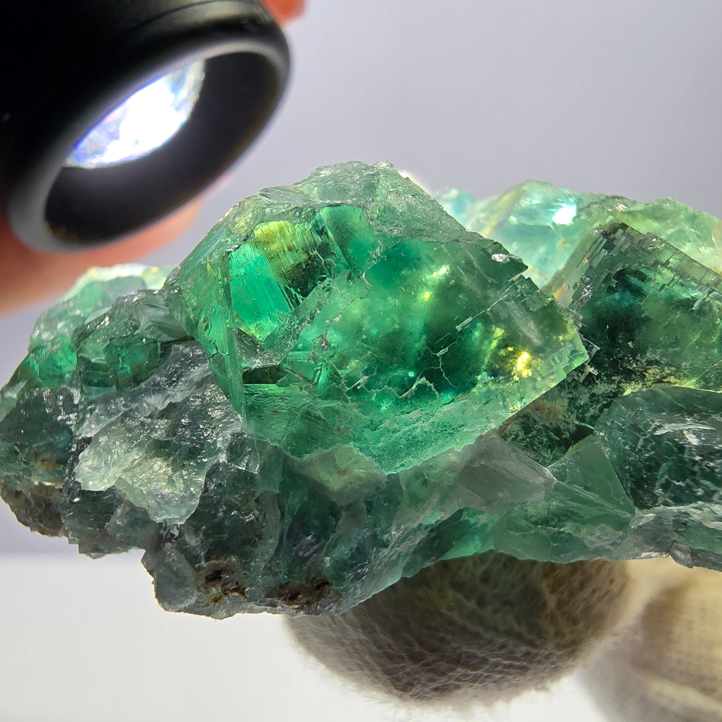 Rare spécimen de cube de fluorite fantôme, parqueté vert Okorusu, Namibie, 62 x 39 x 19 mm