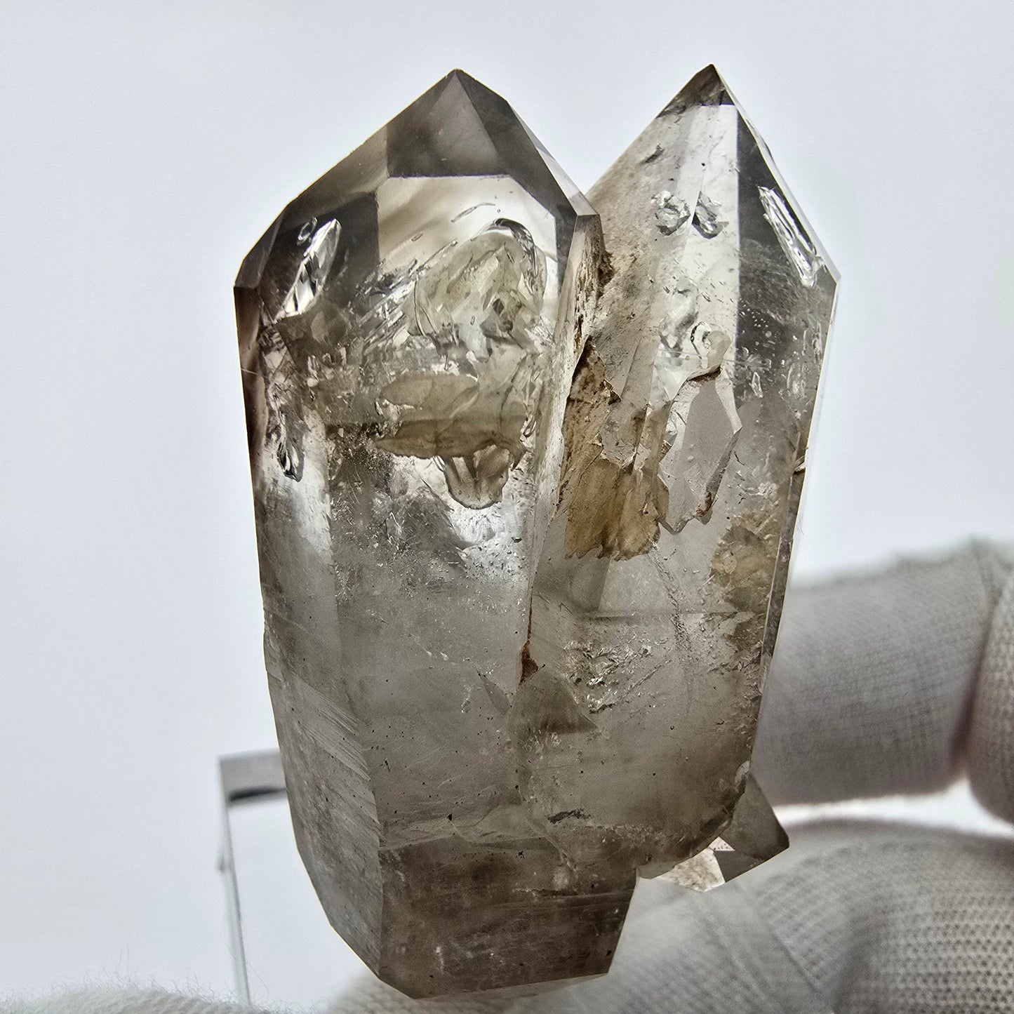 Enhydro Phantom Rauchquarz Doppelender 1x Blase Goboboseb, Namibia 47*29*20mm