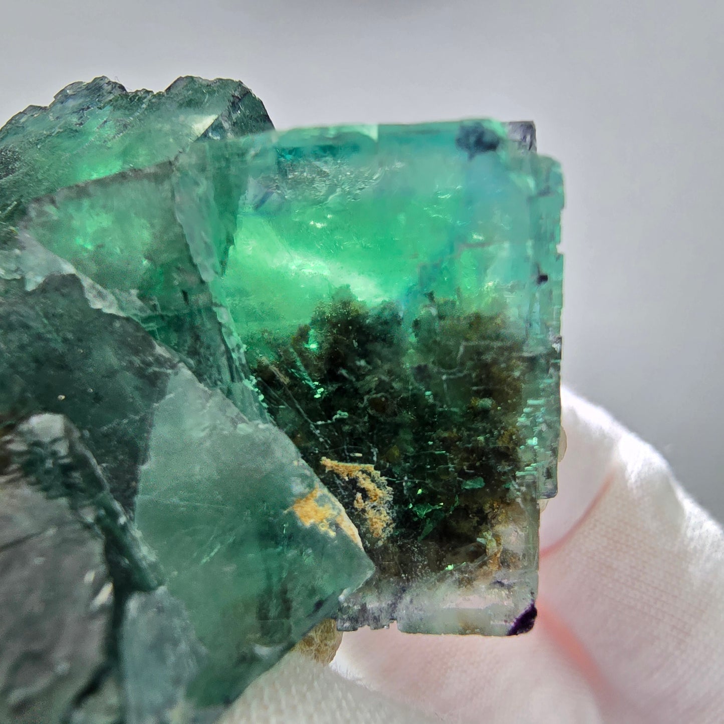 Seltene Phantom Fluorit Würfel Stufe grün lila zonar Okorusu, Namibia 52*51*30mm