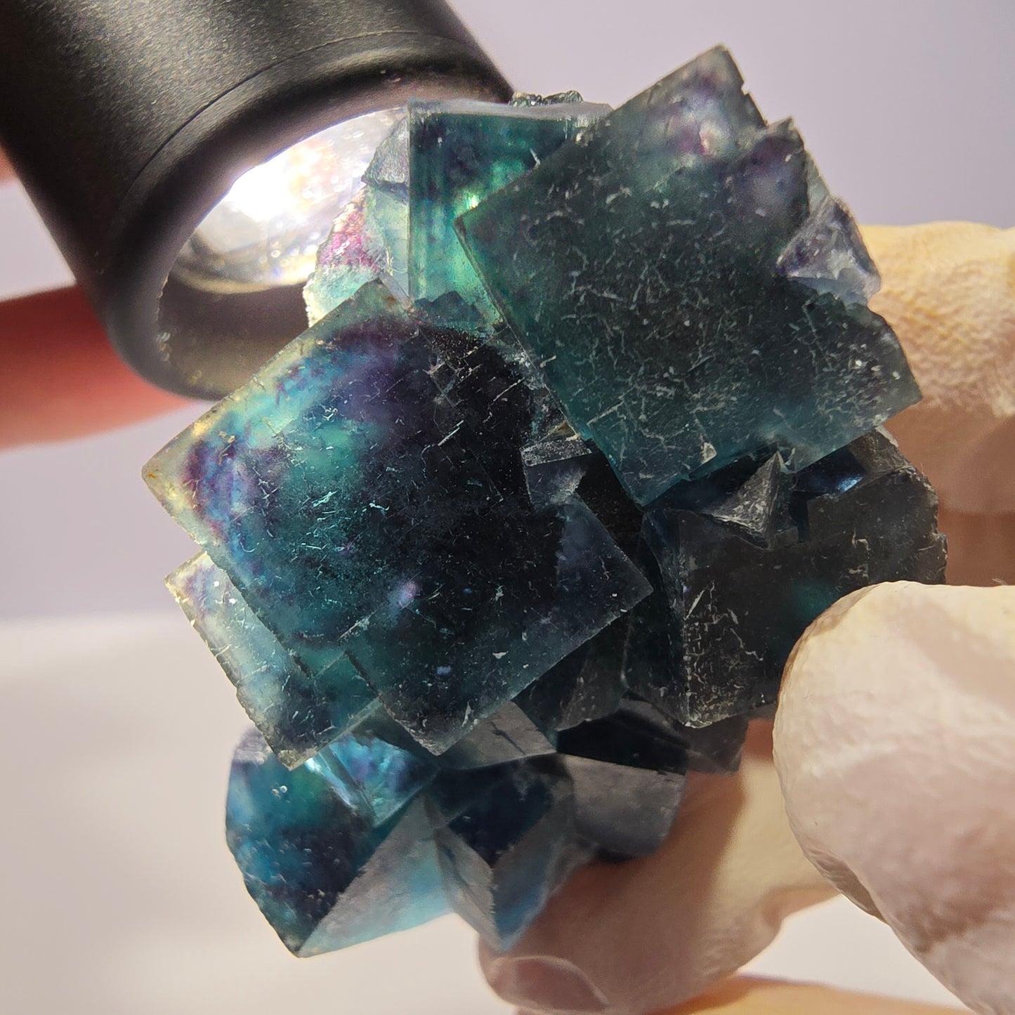 Rare spécimen de cube de fluorite fantôme, poche papillon, Okorusu, Namibie, 51 x 39 x 24 mm
