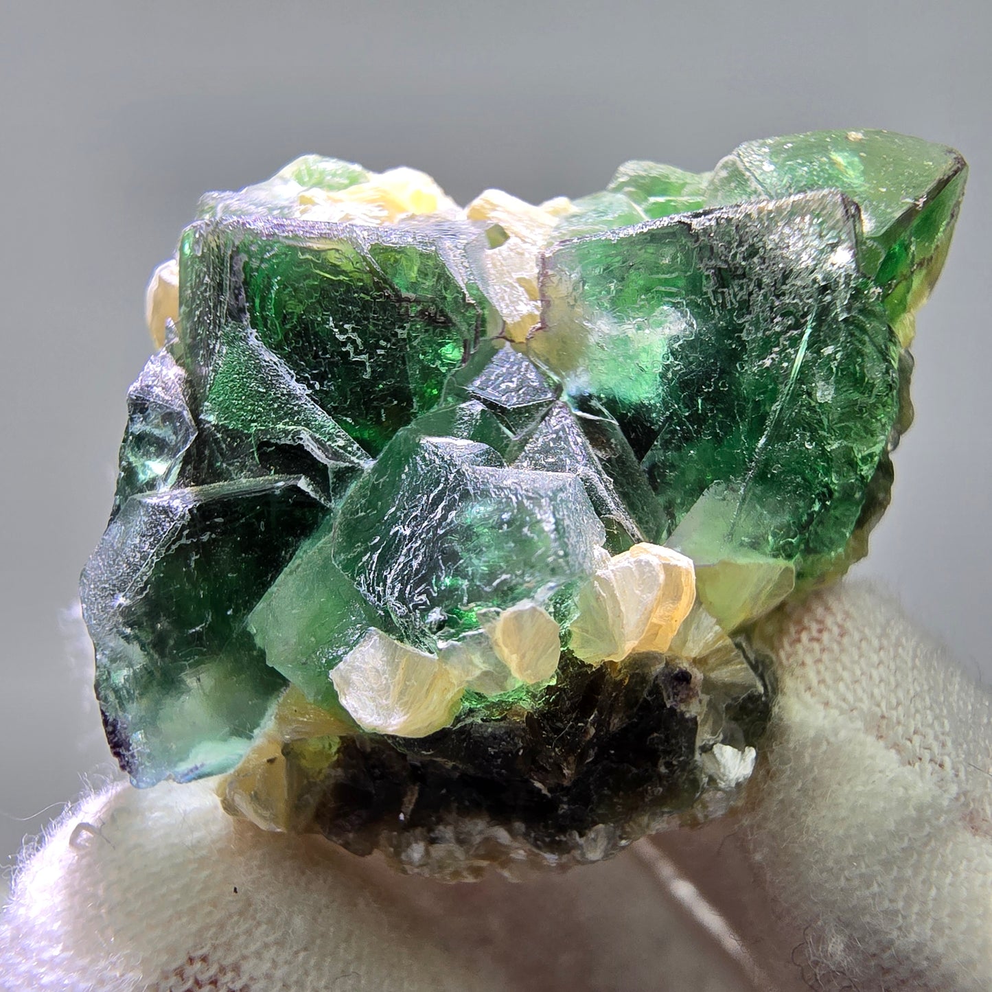 Phantom Fluorit Würfel, Muskovit Stufe Erongo, Namibia 37*31*27mm Sammlung