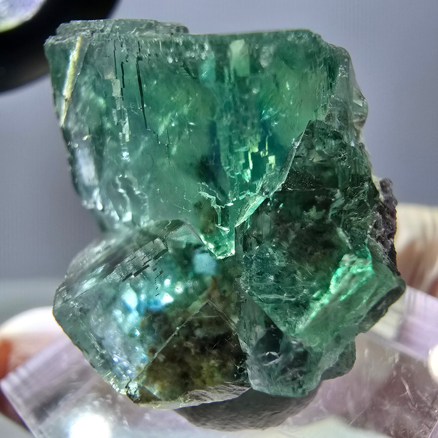 Phantom Fluorit Würfel Stufe, grün parkettiert Okorusu, Namibia 27*24*20mm