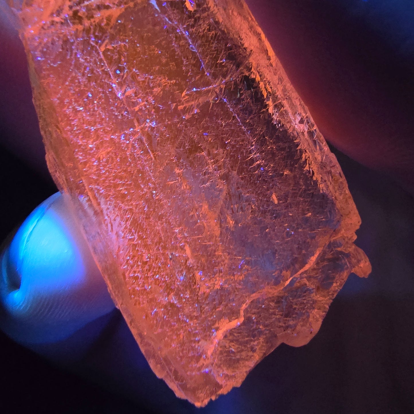 Seltener Kunzit X Spodumen Kristall rosa UV Mineral 80*26*5mm aus Brasilien