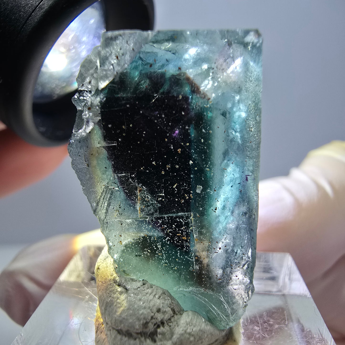 Phantom Fluorit Würfel parkettiert, grün lila Okorusu, Namibia 27*20*16mm