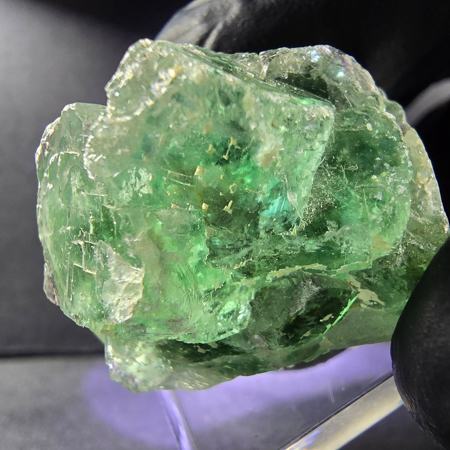 Seltene Phantom Fluorit Würfel Stufe grün 34*28*23mm Okorusu, Namibia Sammlung