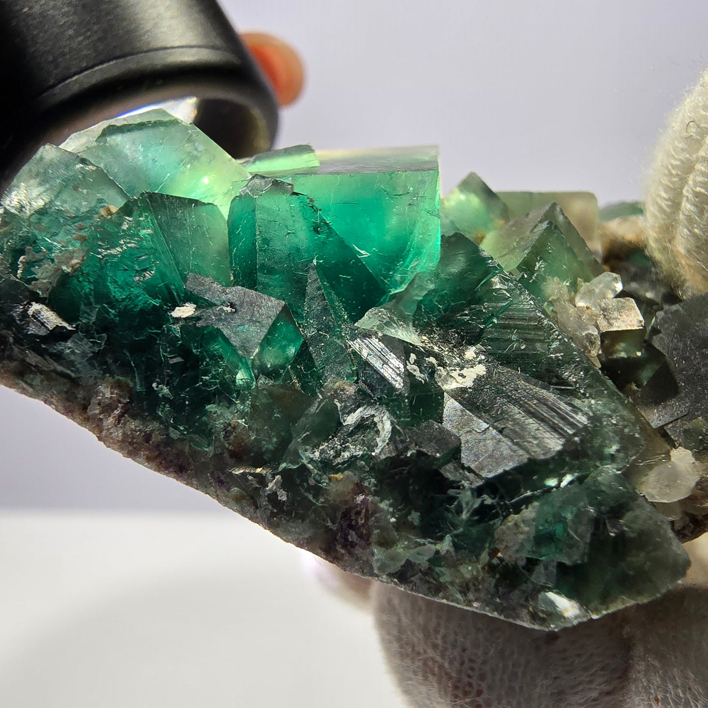 Cube de fluorite fantôme, quartz gradiné, Okorusu, Namibie, 77 x 45 x 22 mm