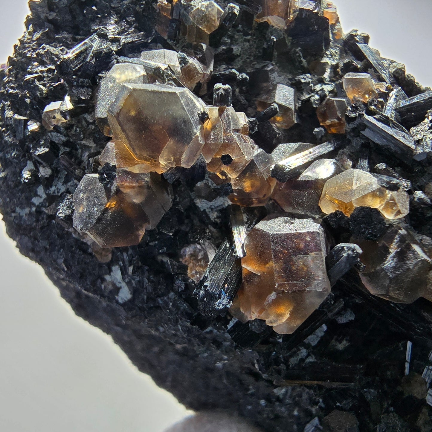 Phantom Fluorite Cube Brown, Schorl Tourmaline Specimen Erongo, Namibia 81*49*36mm
