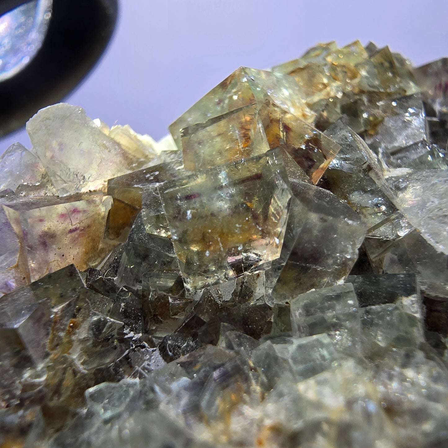 Phantom Fluorite Cube Specimen Double-Sided Green Purple Yellow Okorusu Namibia 72*64*33mm