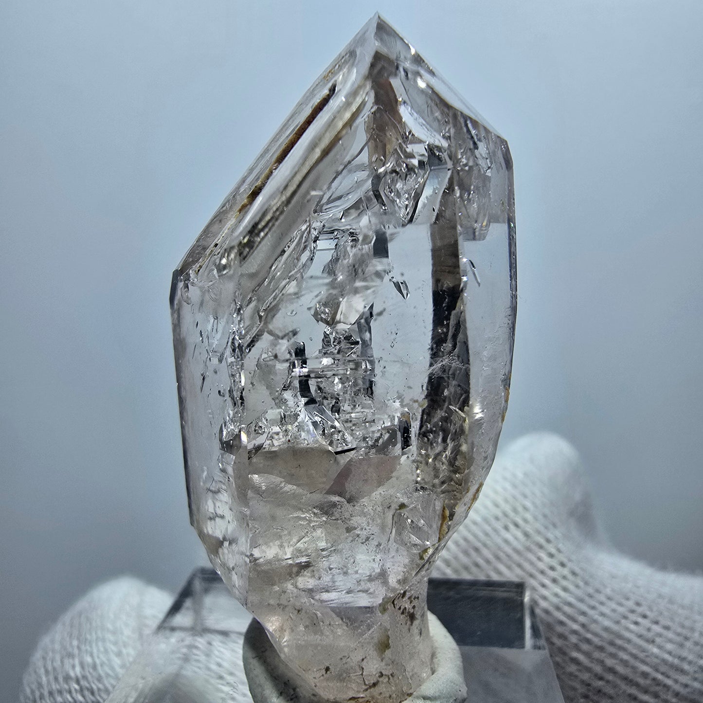 Pointe de quartz fumé Enhydro Phantom, 1x Bubble Goboboseb, Namibie 42 x 21 x 20 mm