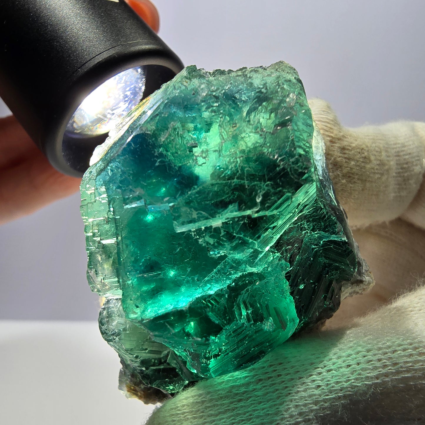 Rare spécimen de cube de fluorite fantôme, parqueté vert Okorusu, Namibie, 44 x 44 x 38 mm