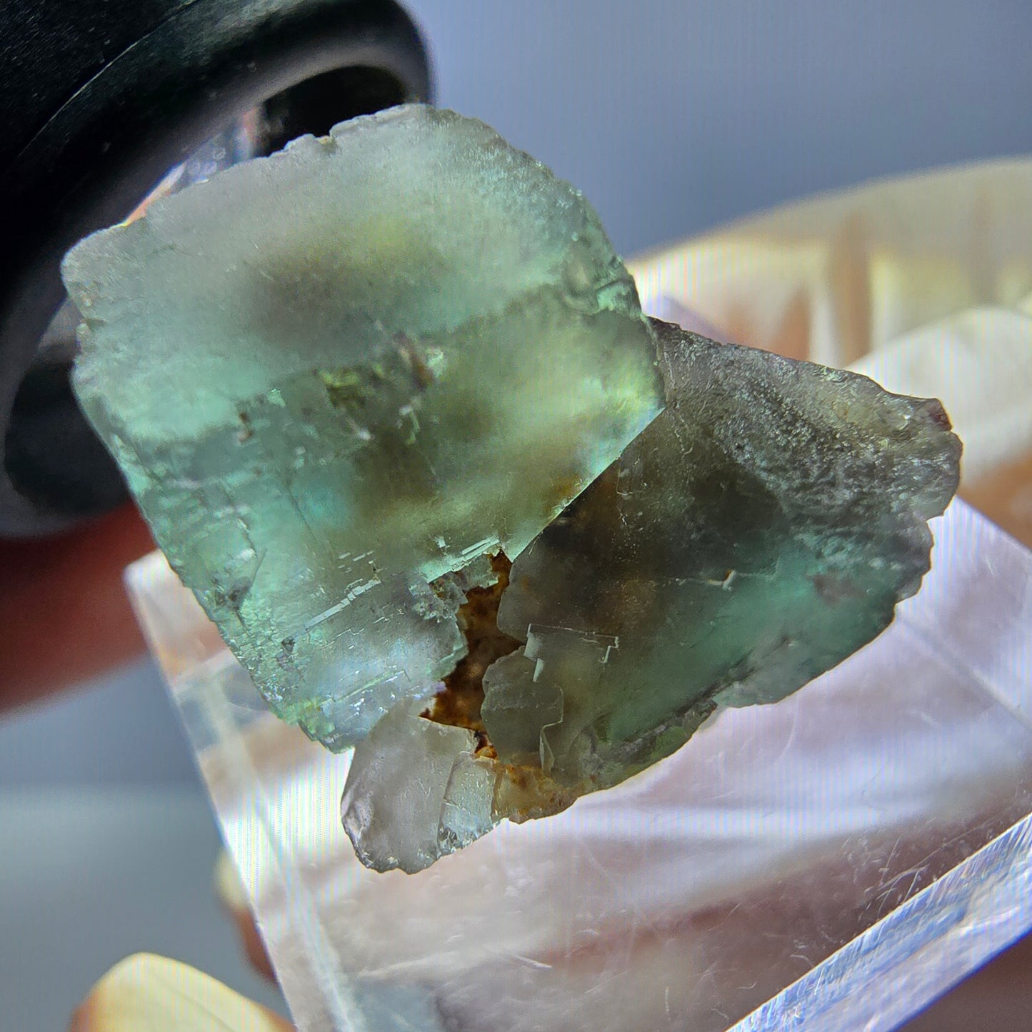 Seltene Phantom Fluorit Würfel Stufe, grün Okorusu, Namibia 22*19*18mm
