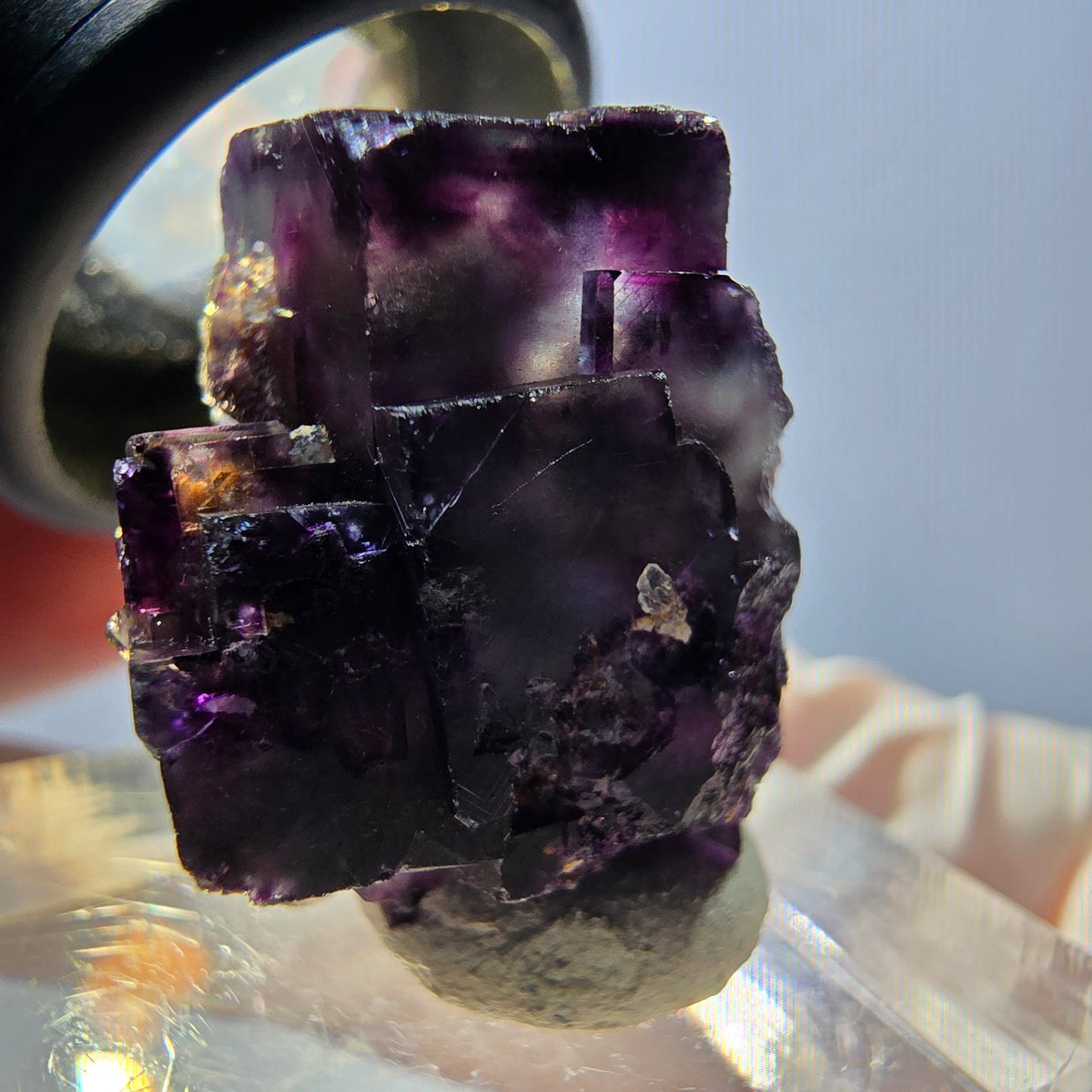 Spécimen de cube de fluorite fantôme, parqueté vert violet Okorusu, Namibie 22 x 20 x 14 mm