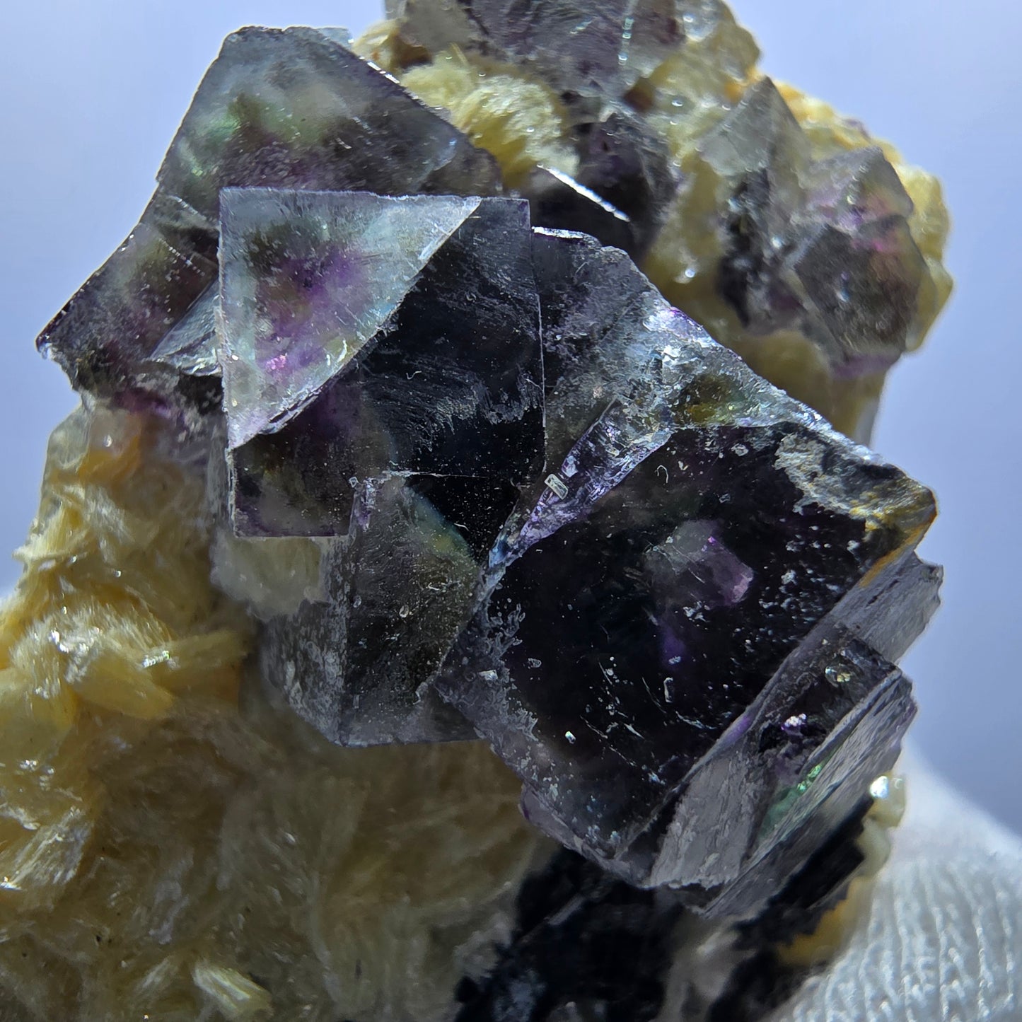Colorful Phantom Fluorite Cubes Schorl Tourmaline Muscovite Erongo, Namibia 59*41*38mm
