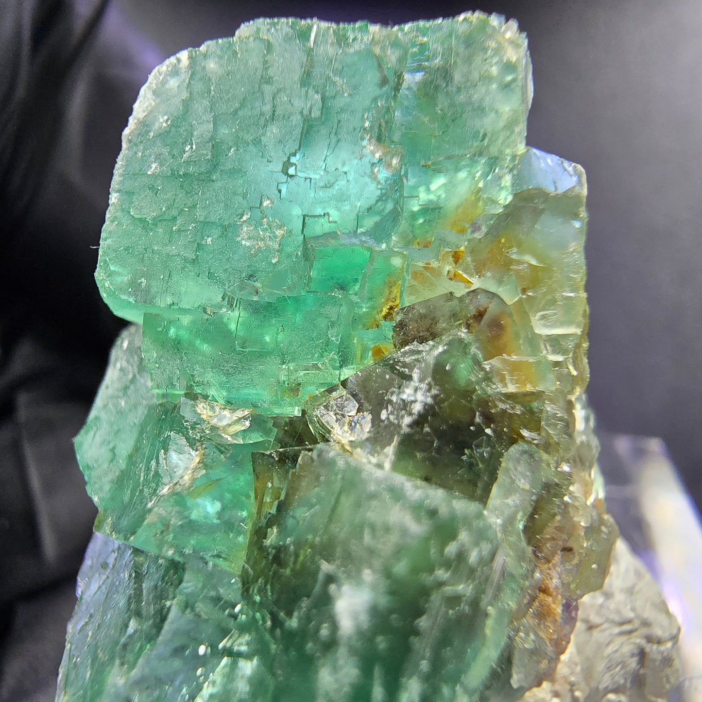 Seltene Phantom Fluorit Würfel Stufe grün 26*20*20mm Okorusu, Namibia Sammlung