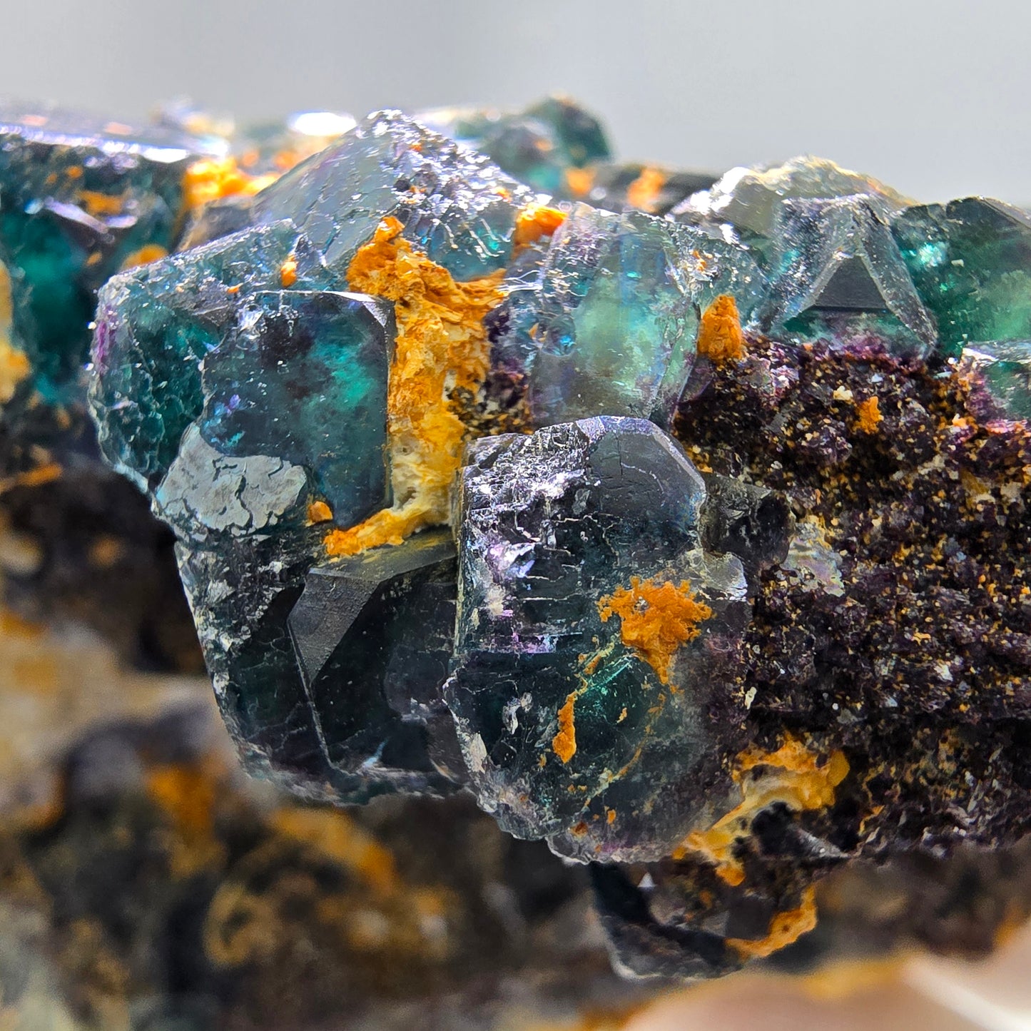 Große Phantom Fluorit Würfel Stufe, schräge Ecken Erongo, Namibia 118*110*64mm