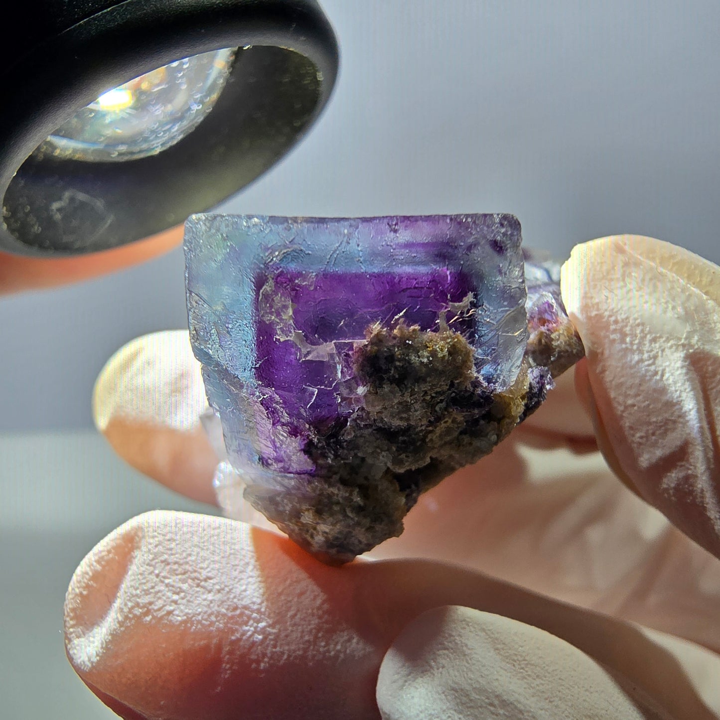 Rare cube de fluorite fantôme, spécimen de quartz violet Okorusu, Namibie, 42 x 30 x 24 mm