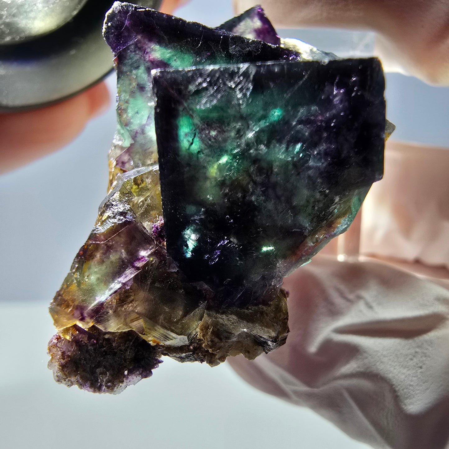 Phantom Fluorit Würfel Stufe, parkettiert grün lila Okorusu, Namibia 39*25*18mm