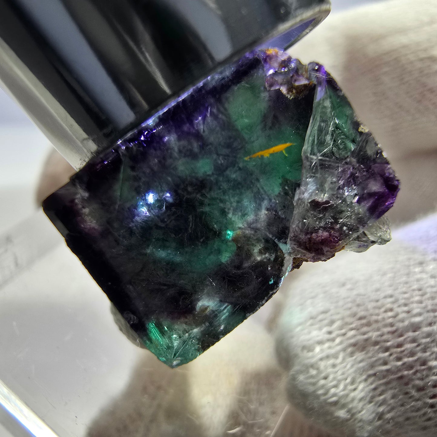 Clear Phantom Fluorite Cube Specimen zonal green purple Okorusu, Namibia 24*23*14mm