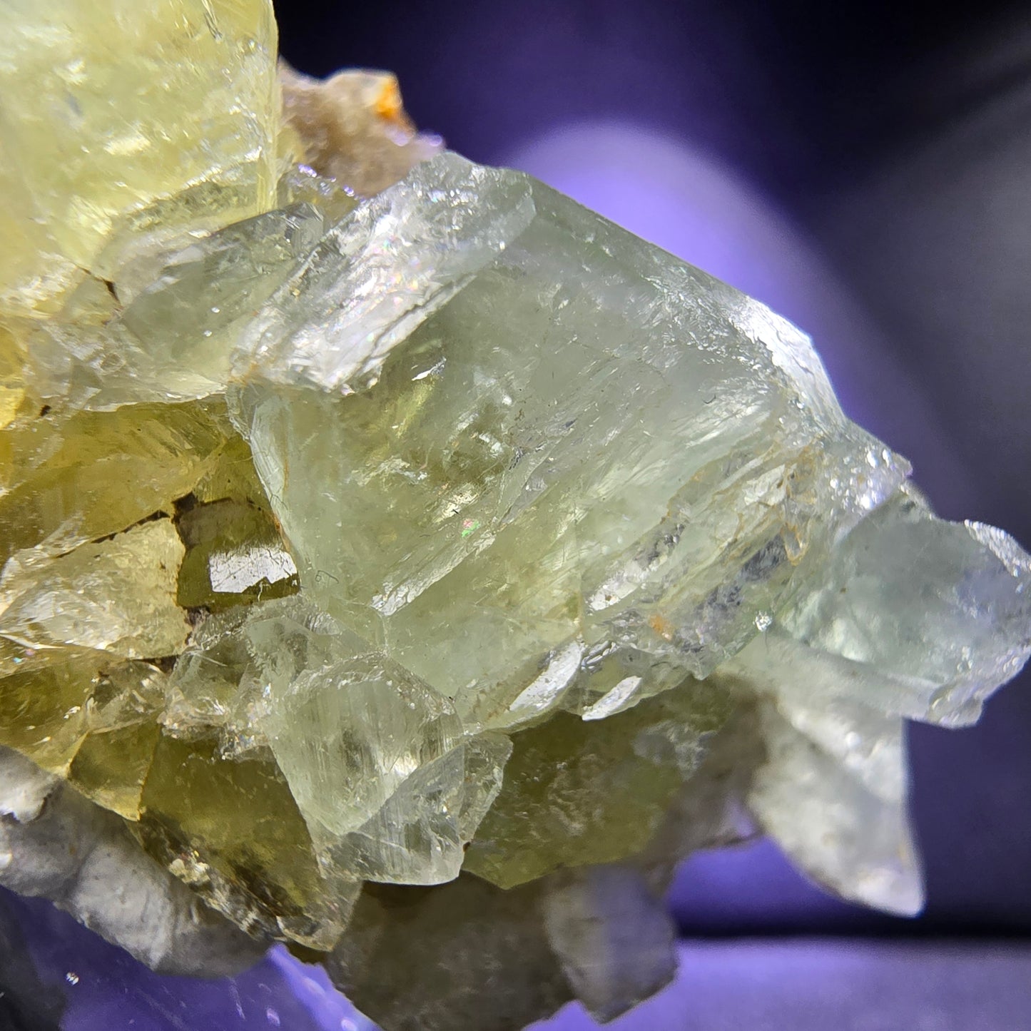 Klare Zonare Fluorit XX Würfel Stufe hellgrün lila 45*22*21mm Okorusu, Namibia