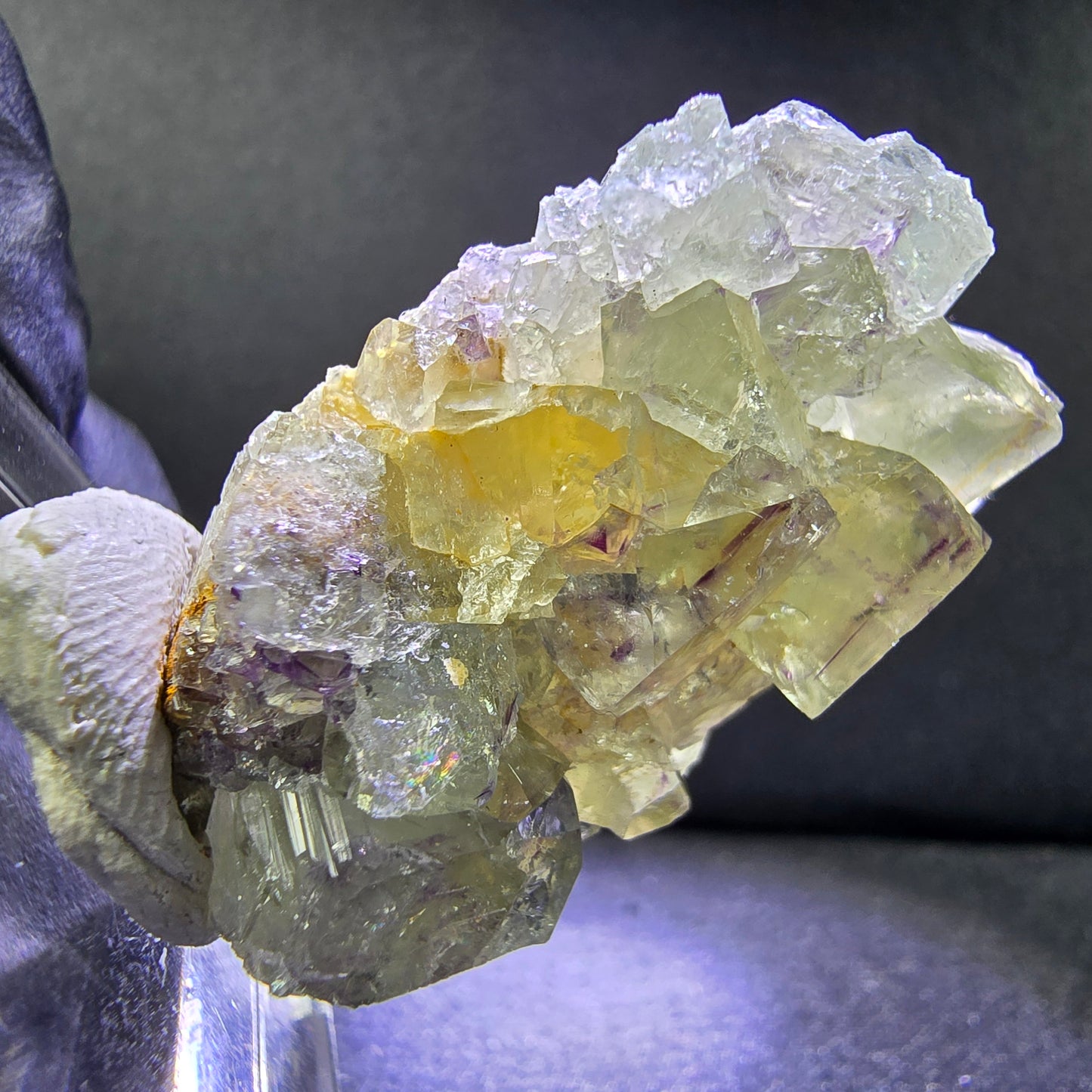 Seltene Phantom Fluorit XX Würfel Stufe grün lila 35*21*14mm Okorusu, Namibia