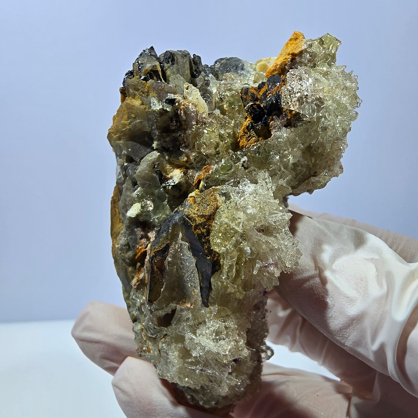 Seltene Hyalit Opal, Orthoklas, Schörl Turmalin Stufe Erongo, Namibia 83*56*53mm