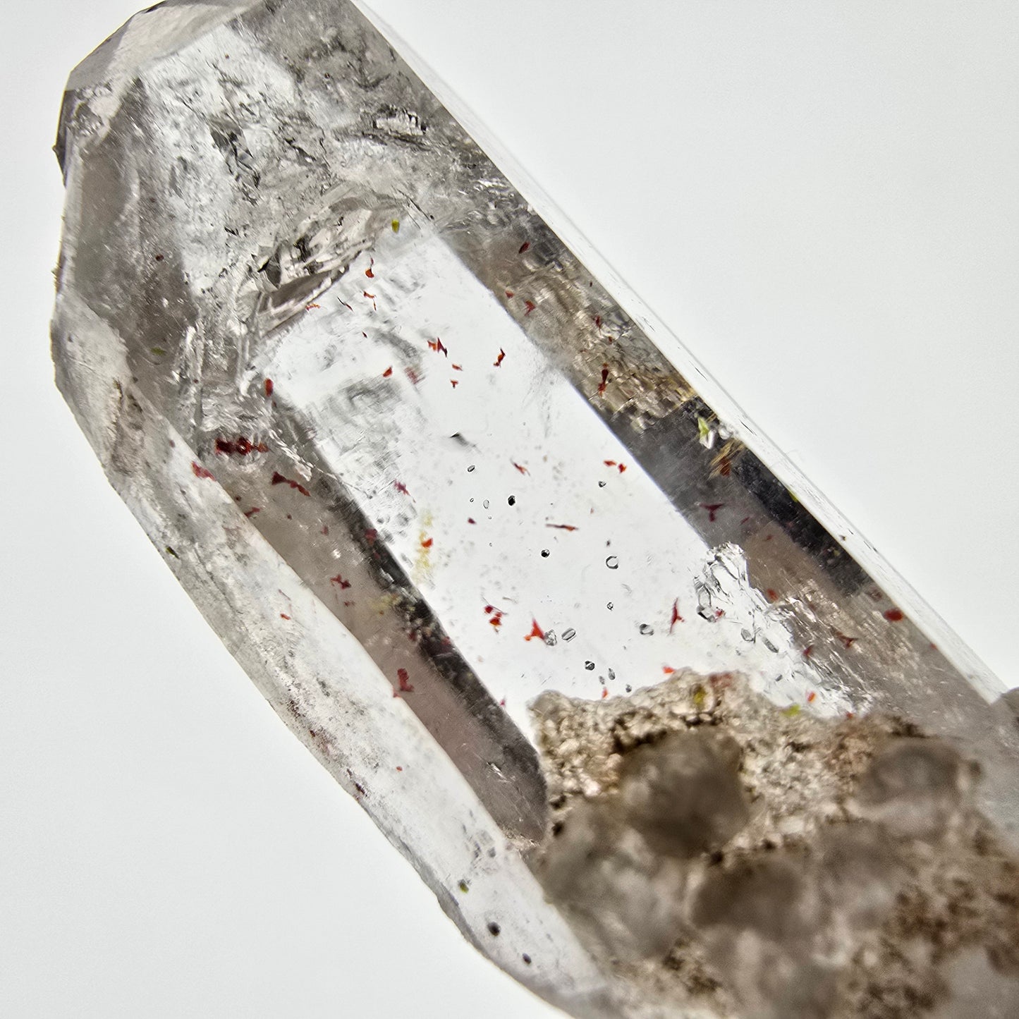 Harlequin Phantom Smoky Quartz with Analcim, UV Calcite Valentine Pocket, Namibia 46*20*18mm