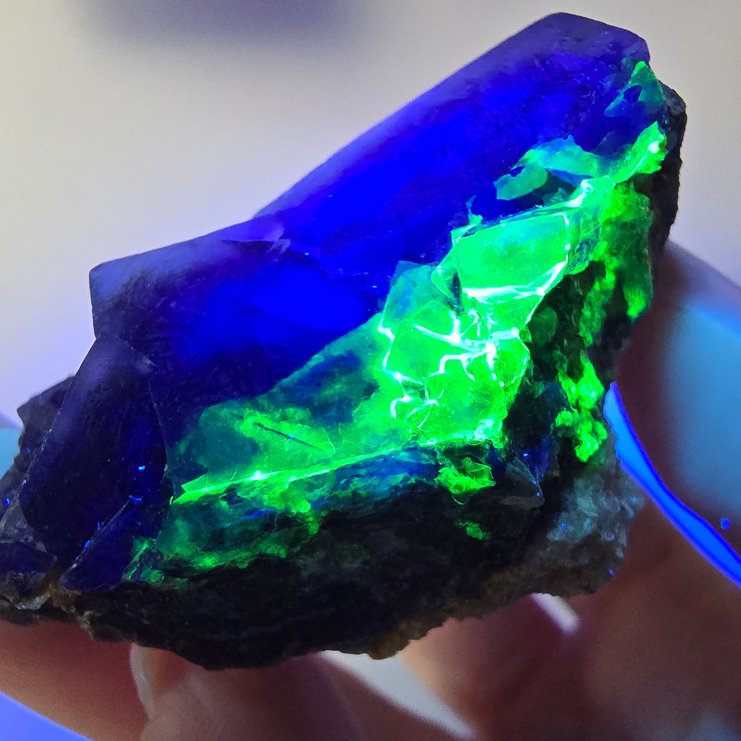 Bunte Phantom Fluorit Würfel Hyalit Muskovit Stufe Erongo, Namibia 51*39*30mm