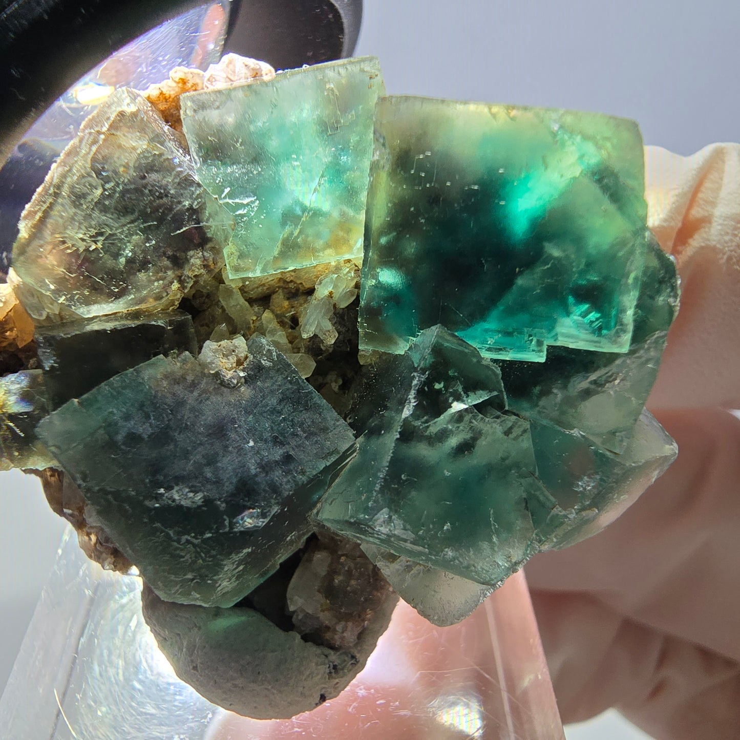 Phantom Fluorit Würfel, Quarz Stufe, grün Okorusu, Namibia 39*32*13mm