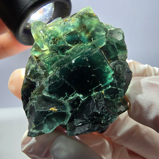 Spécimen de cube de fluorite fantôme parqueté vert violet Okorusu, Namibie 42*38*24mm 