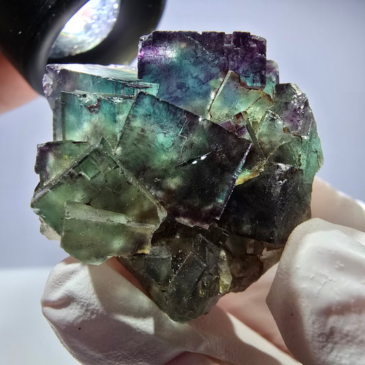 Spécimen de cube de fluorite fantôme parqueté vert violet Okorusu, Namibie 40*36*26 mm 