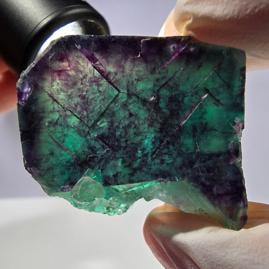 Spécimen de cube de fluorite fantôme parqueté vert violet Okorusu, Namibie 38*29*25 mm 