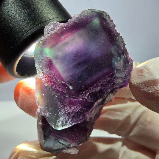 Rare spécimen de cube de fluorite fantôme, vert-violet, Okorusu, Namibie, 46 x 34 x 20 mm 