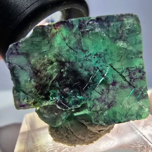 Cube de fluorite fantôme parqueté, vert violet Okorusu, Namibie 22*22*11mm 
