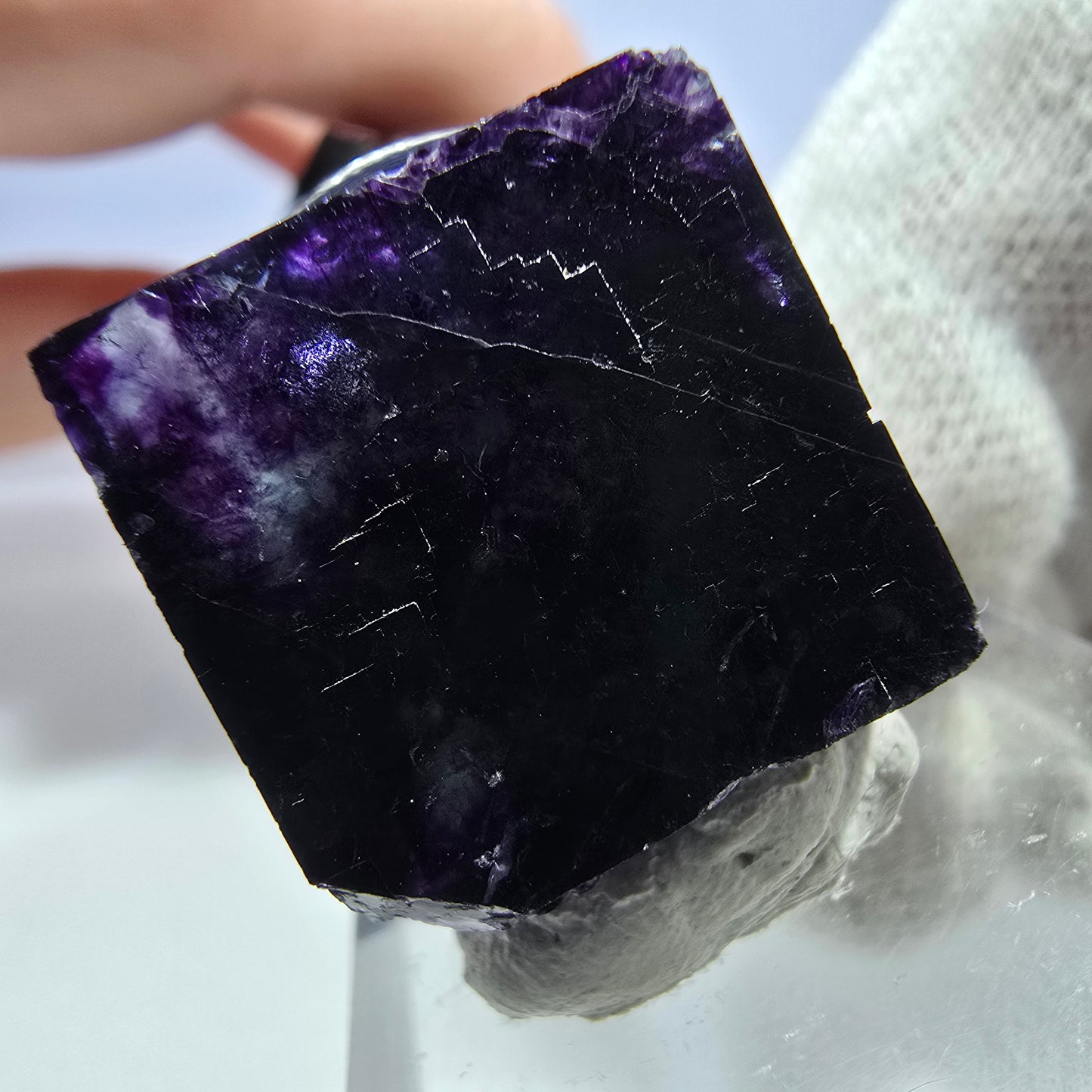 Klare Phantom Fluorit Würfel Stufe zonal grün lila Okorusu, Namibia 25*25*17mm