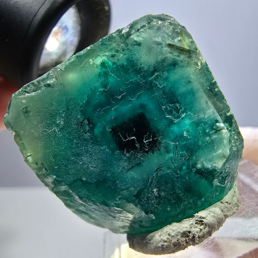 Spécimen de cube de fluorite fantôme, parquet vert Okorusu, Namibie 31*30*19 mm 