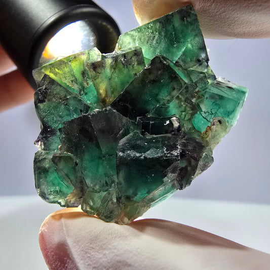 Spécimen de cube de fluorite fantôme parqueté vert violet Okorusu, Namibie 42*33*14 mm 