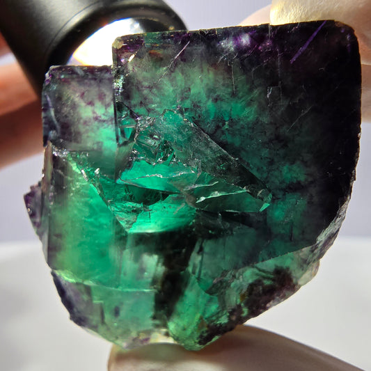 Spécimen de cube de fluorite fantôme parqueté vert violet Okorusu, Namibie 53*43*28mm 