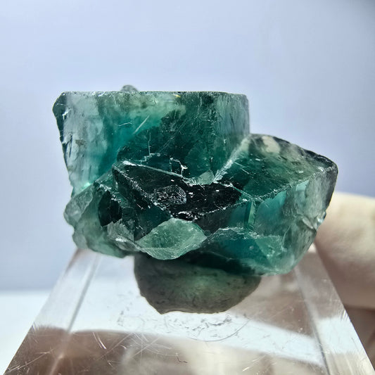 Spécimen de cube de fluorite fantôme, vert violet, Okorusu, Namibie, 27 x 19 x 18 mm 