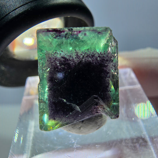 Phantom Fluorit Würfel Stufe, grün lila Okorusu, Namibia 15*12*11mm