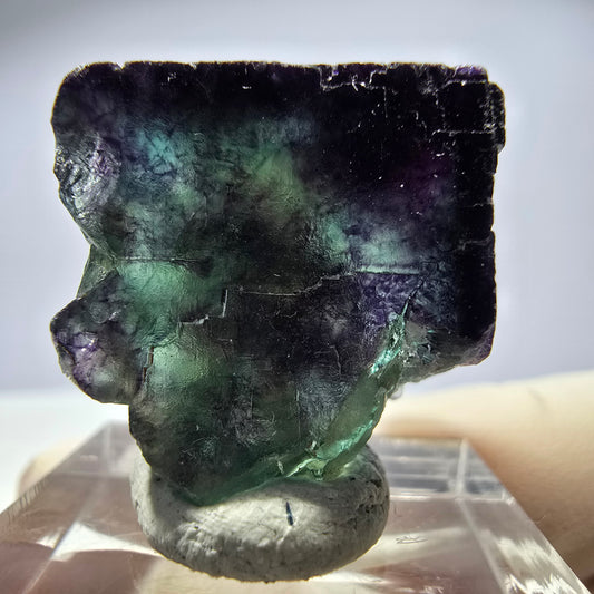 Rare cube de fluorite fantôme parqueté vert violet Okorusu Namibie 23*22*22mm 