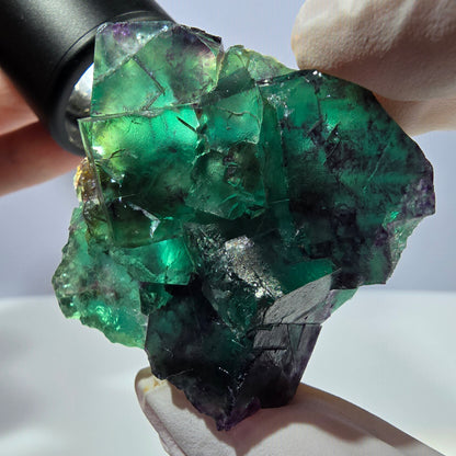 Spécimen de cube de fluorite fantôme parqueté vert violet Okorusu, Namibie 44*42*24 mm 