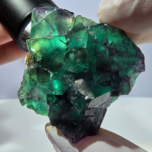 Spécimen de cube de fluorite fantôme parqueté vert violet Okorusu, Namibie 44*42*24 mm 