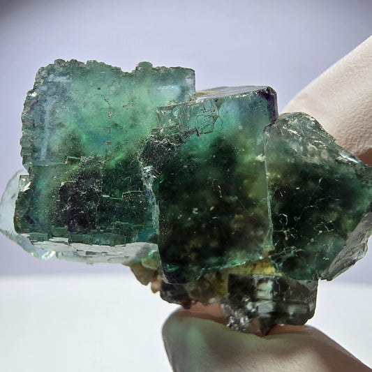 Rare spécimen de cube de fluorite fantôme, parqueté vert Okorusu, Namibie, 42 x 30 x 18 mm 
