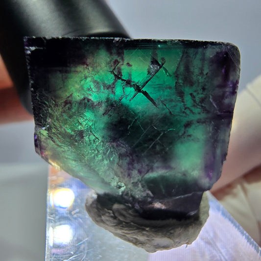 Phantom Fluorit Würfel Stufe, parkettiert grün lila Okorusu, Namibia 29*27*25mm