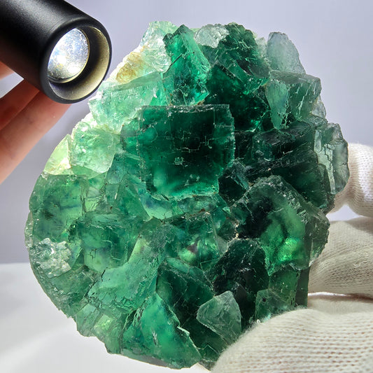 Grand cube de fluorite fantôme étagé vert violet Okorusu Namibie 100 x 75 x 29 mm 