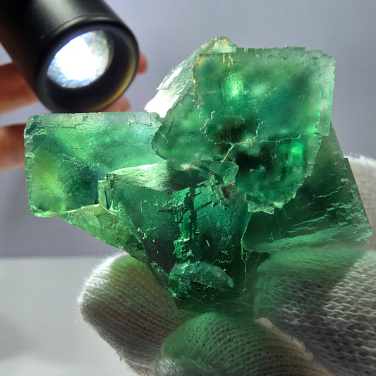 Rare spécimen de cube de fluorite fantôme, parqueté vert Okorusu, Namibie, 57 x 39 x 29 mm 